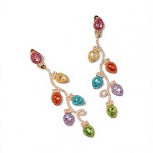 Colorful Christmas Lights Zirconia Earrings